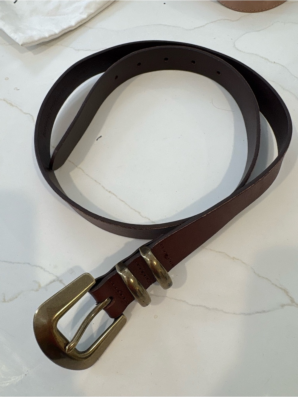 Banana Republic Women's Dark Brown Leather Belt with Brass Buckle